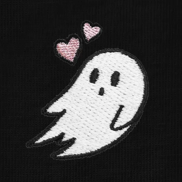 DALIX Heartly Ghost Embroidered Cropped Relaxed Cropped Soft Lightweight Loose T Shirt Womens