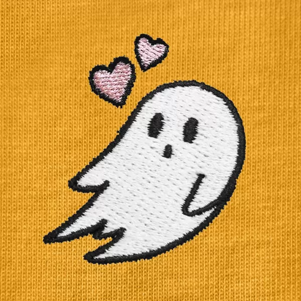 DALIX Heartly Ghost Embroidered Cropped Relaxed Cropped Soft Lightweight Loose T Shirt Womens