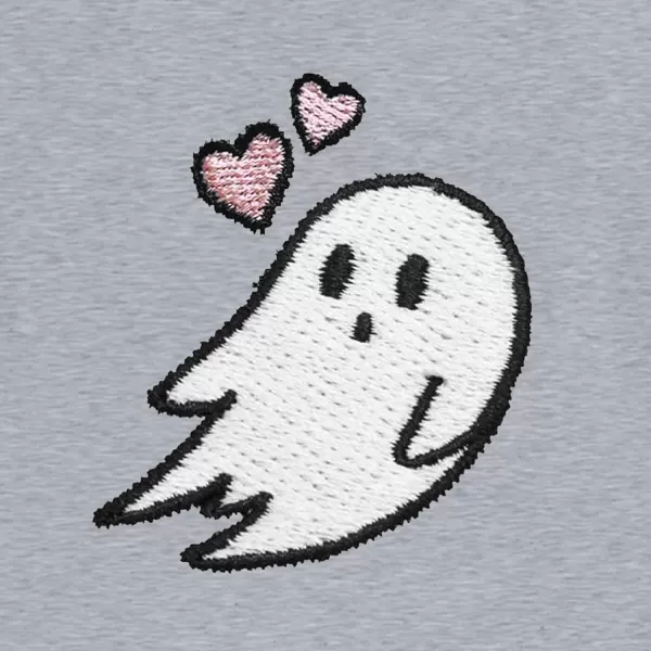 DALIX Heartly Ghost Embroidered Cropped Relaxed Cropped Soft Lightweight Loose T Shirt Womens