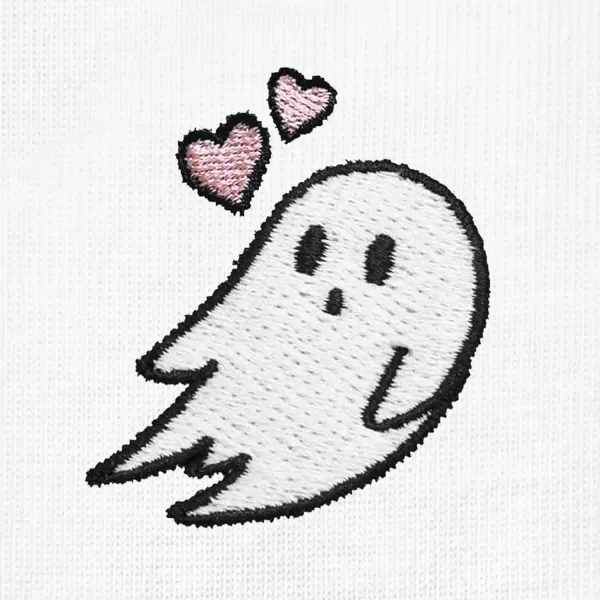 DALIX Heartly Ghost Embroidered Cropped Relaxed Cropped Soft Lightweight Loose T Shirt Womens
