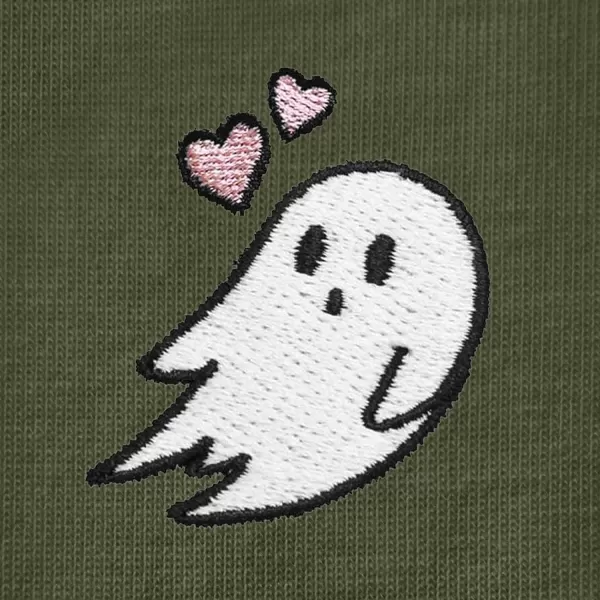 DALIX Heartly Ghost Embroidered Cropped Relaxed Cropped Soft Lightweight Loose T Shirt Womens