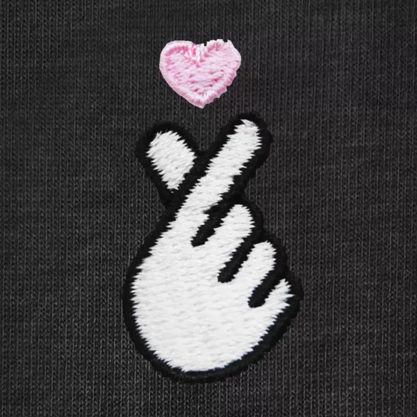 DALIX Snap Heart Embroidered Cropped Flowy Soft Cotton Short Sleeve T Shirt Womens