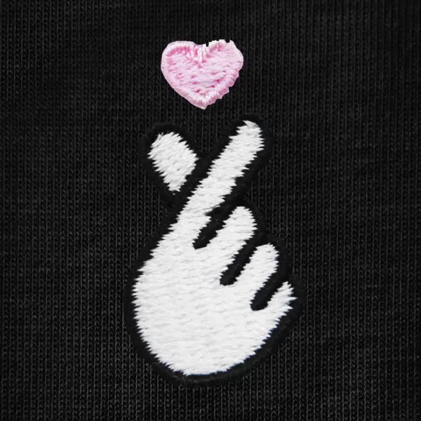 DALIX Snap Heart Embroidered Cropped Flowy Soft Cotton Short Sleeve T Shirt Womens