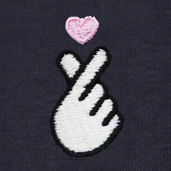DALIX Snap Heart Embroidered Cropped Flowy Soft Cotton Short Sleeve T Shirt Womens