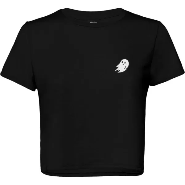DALIX Ghost Embroidered Cropped Flowy Soft Cotton Short Sleeve T Shirt Womens