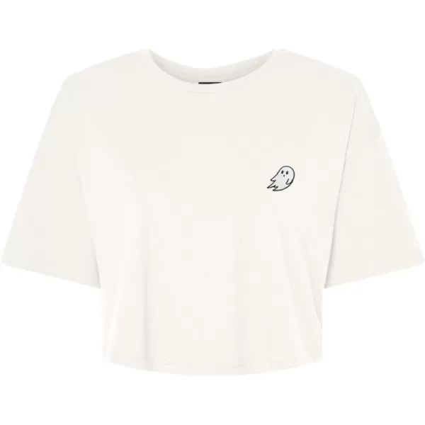 DALIX Ghost Embroidered Cropped Relaxed Cropped Soft Lightweight Loose T Shirt Womens