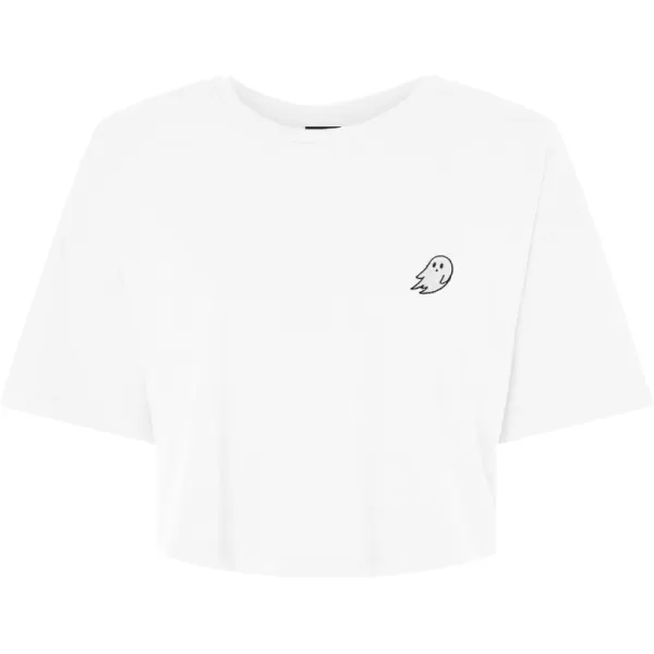 DALIX Ghost Embroidered Cropped Relaxed Cropped Soft Lightweight Loose T Shirt Womens