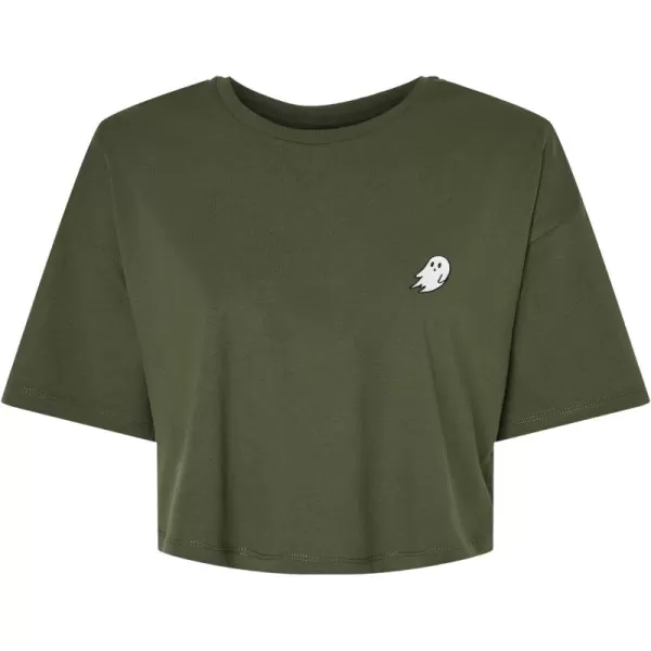 DALIX Ghost Embroidered Cropped Relaxed Cropped Soft Lightweight Loose T Shirt Womens