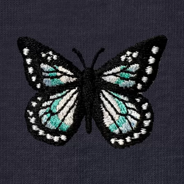 DALIX Butterfly Embroidered Cropped Flowy Soft Cotton Short Sleeve T Shirt Womens