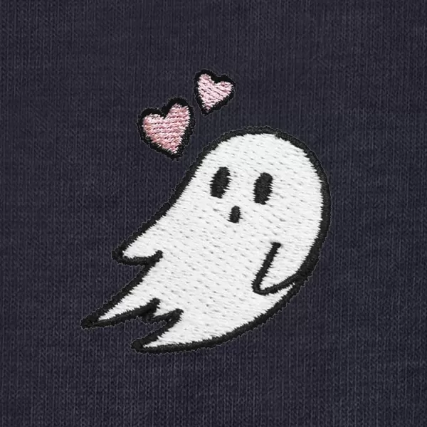 DALIX Heartly Ghost Embroidered Cropped Flowy Soft Cotton Short Sleeve T Shirt Womens