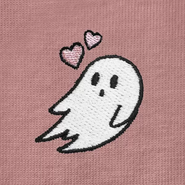 DALIX Heartly Ghost Embroidered Cropped Flowy Soft Cotton Short Sleeve T Shirt Womens