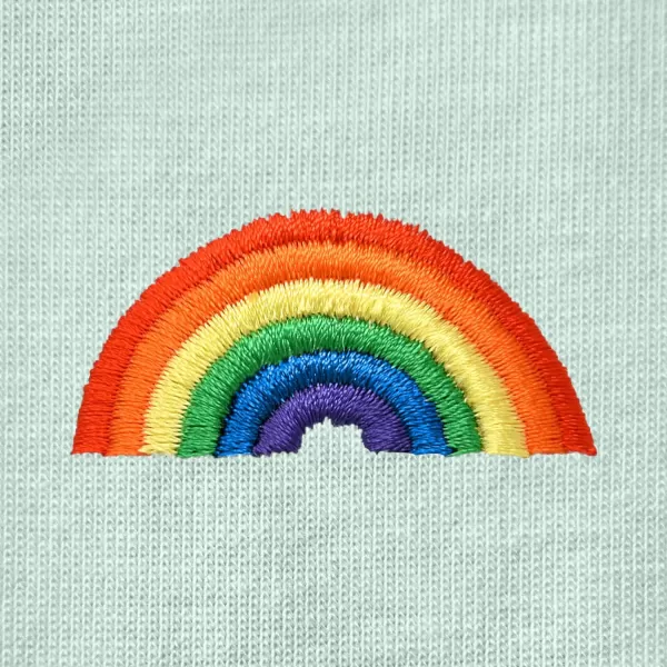 DALIX Rainbow Embroidered Cropped Flowy Soft Cotton Short Sleeve T Shirt Womens