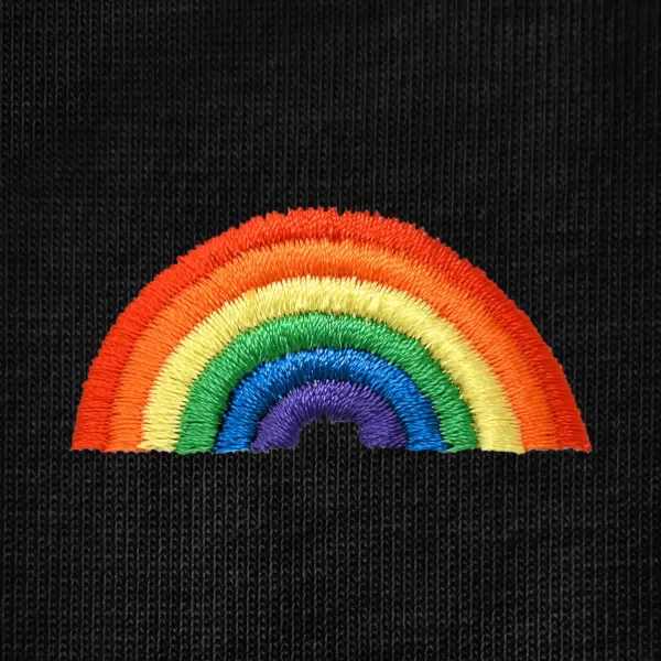 DALIX Rainbow Embroidered Cropped Flowy Soft Cotton Short Sleeve T Shirt Womens