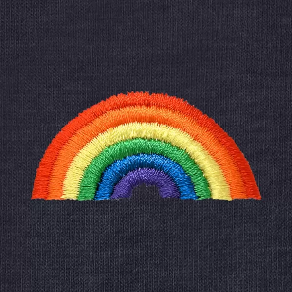 DALIX Rainbow Embroidered Cropped Flowy Soft Cotton Short Sleeve T Shirt Womens