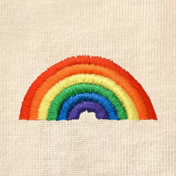 DALIX Rainbow Embroidered Cropped Flowy Soft Cotton Short Sleeve T Shirt Womens