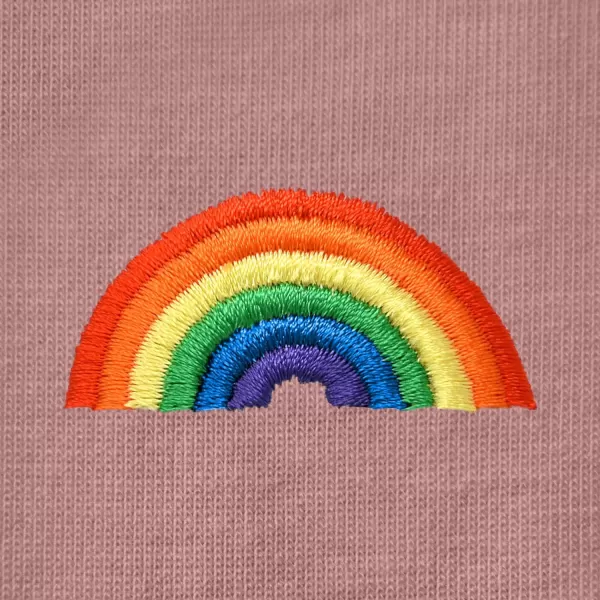 DALIX Rainbow Embroidered Cropped Flowy Soft Cotton Short Sleeve T Shirt Womens
