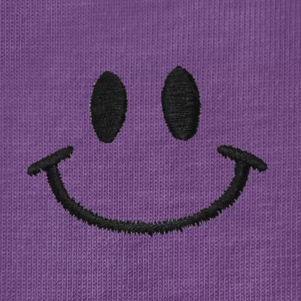 DALIX Smile Face Embroidered Soft Cotton Short Sleeve T Shirt Womens