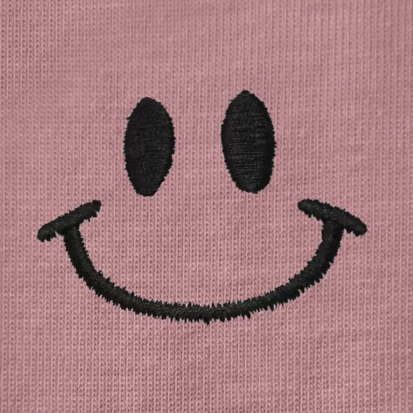 DALIX Smile Face Embroidered Soft Cotton Short Sleeve T Shirt Womens