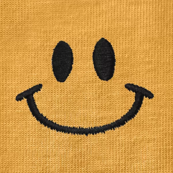 DALIX Smile Face Embroidered Soft Cotton Short Sleeve T Shirt Womens