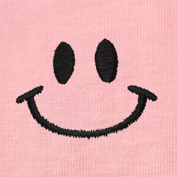 DALIX Smile Face Embroidered Soft Cotton Short Sleeve T Shirt Womens