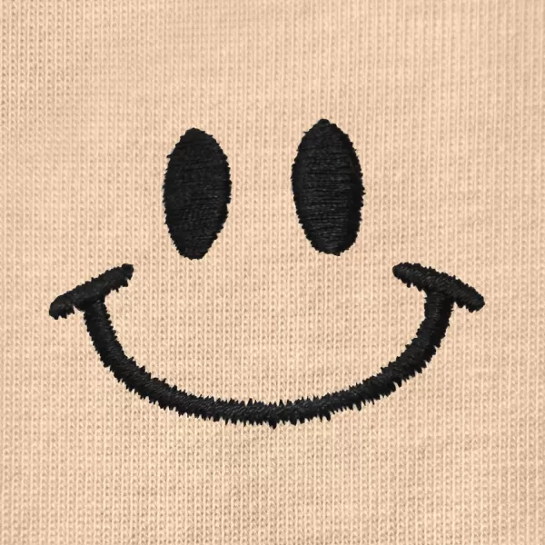 DALIX Smile Face Embroidered Soft Cotton Short Sleeve T Shirt Womens