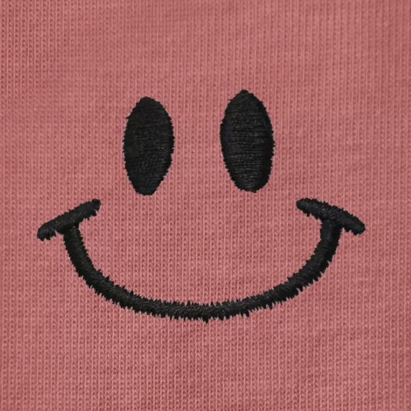 DALIX Smile Face Embroidered Soft Cotton Short Sleeve T Shirt Womens