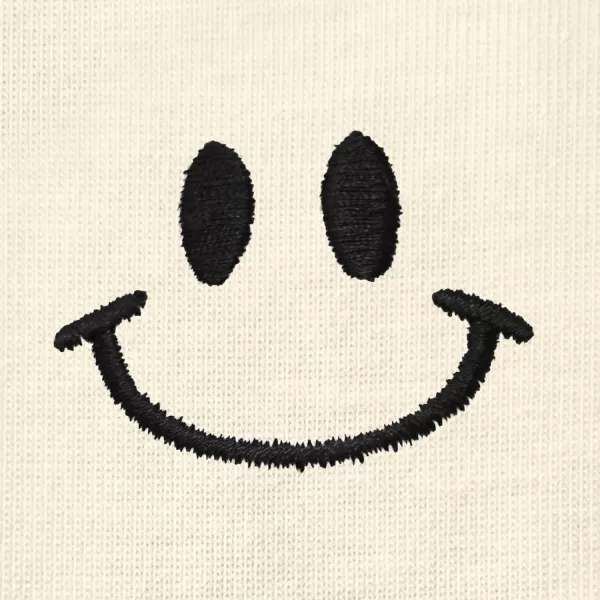 DALIX Smile Face Embroidered Soft Cotton Short Sleeve T Shirt Womens