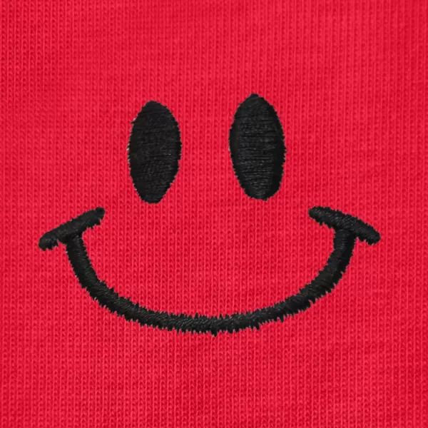 DALIX Smile Face Embroidered Soft Cotton Short Sleeve T Shirt Womens