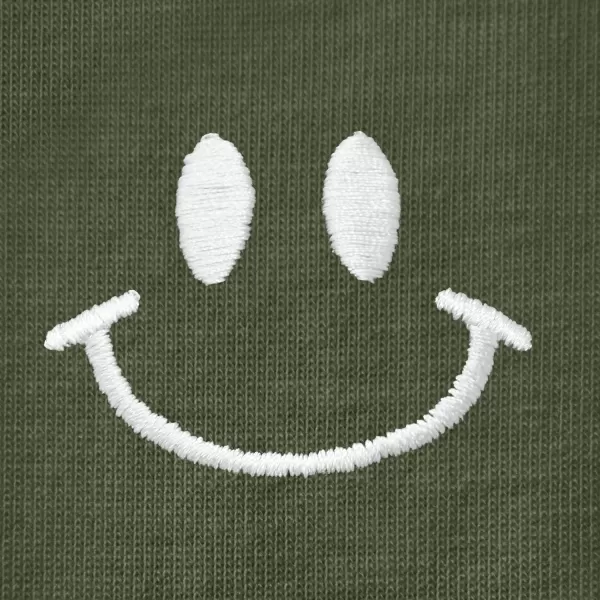 DALIX Smile Face Embroidered Soft Cotton Short Sleeve T Shirt Womens