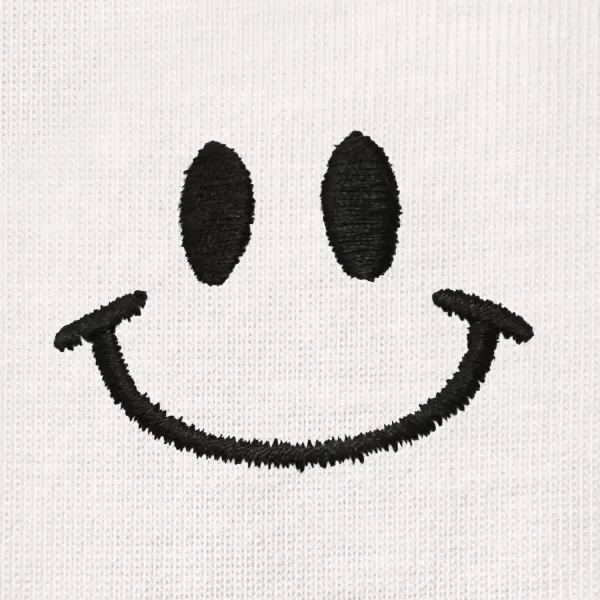 DALIX Smile Face Embroidered Soft Cotton Short Sleeve T Shirt Womens