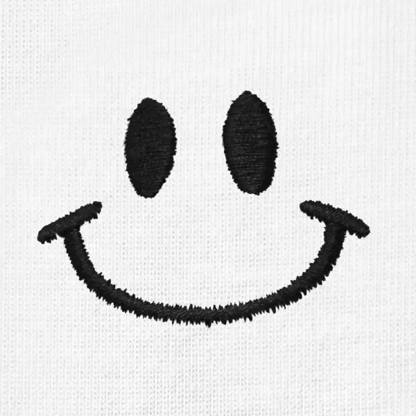 DALIX Smile Face Embroidered Soft Cotton Short Sleeve T Shirt Womens