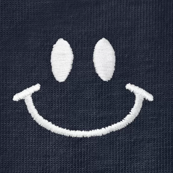 DALIX Smile Face Embroidered Soft Cotton Short Sleeve T Shirt Womens