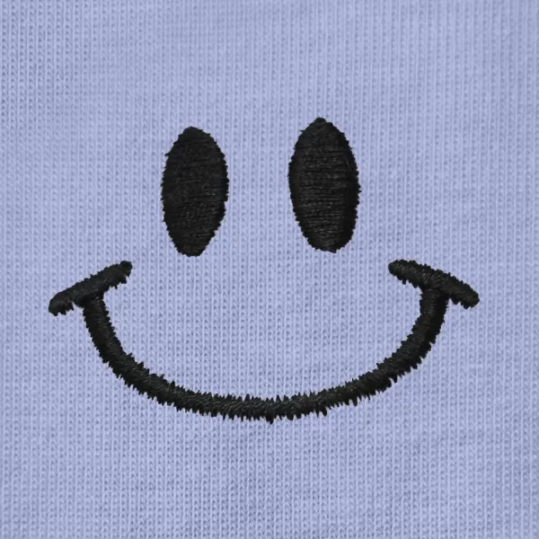 DALIX Smile Face Embroidered Soft Cotton Short Sleeve T Shirt Womens