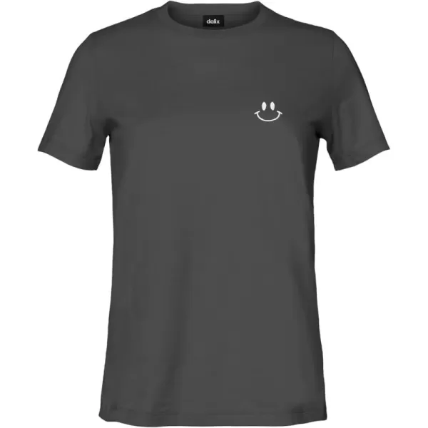 DALIX Smile Face Embroidered Soft Cotton Short Sleeve T Shirt Womens