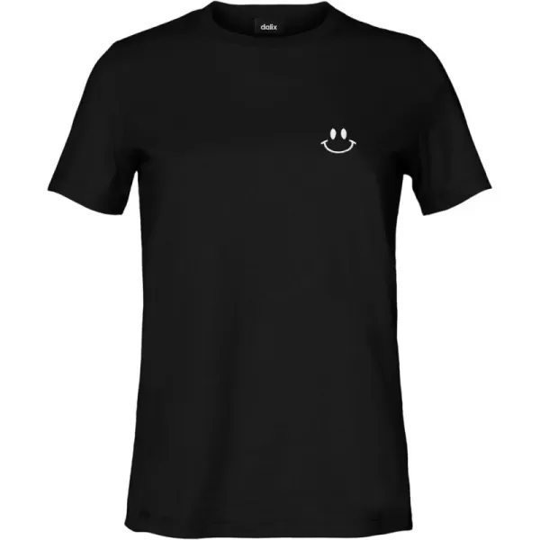 DALIX Smile Face Embroidered Soft Cotton Short Sleeve T Shirt Womens