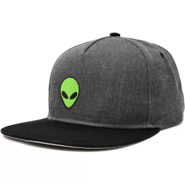 DALIX Alien Snapback Flat Bill Baseball Hat Embroidered Cap Mens