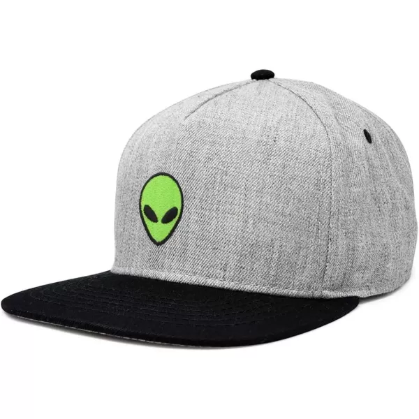 DALIX Alien Snapback Flat Bill Baseball Hat Embroidered Cap Mens