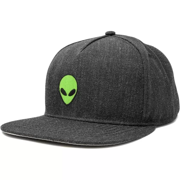 DALIX Alien Snapback Flat Bill Baseball Hat Embroidered Cap Mens
