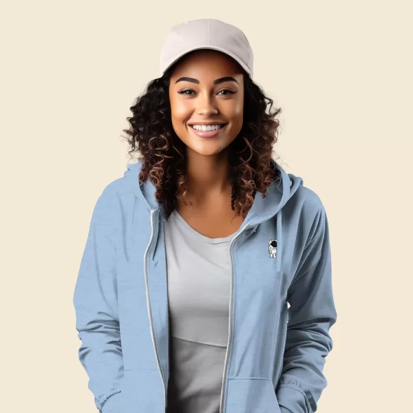 DALIX Astronaut Embroidered Fleece Zip Washed Hoodie Cold Fall Winter Women