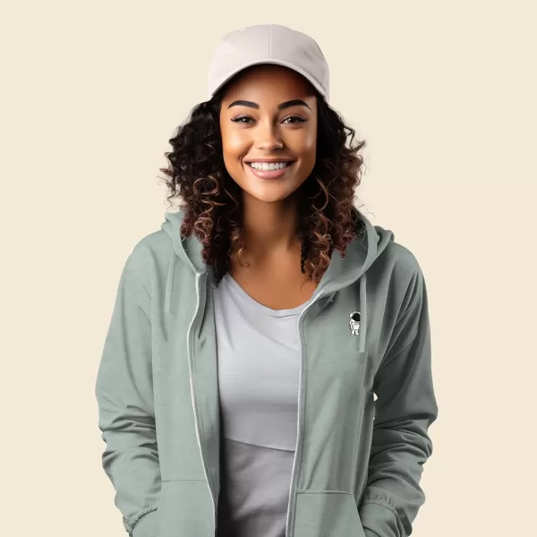 DALIX Astronaut Embroidered Fleece Zip Washed Hoodie Cold Fall Winter Women
