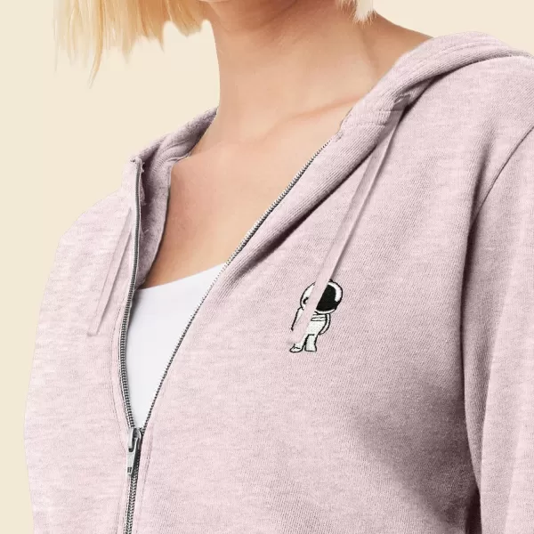 DALIX Astronaut Embroidered Fleece Zip Washed Hoodie Cold Fall Winter Women