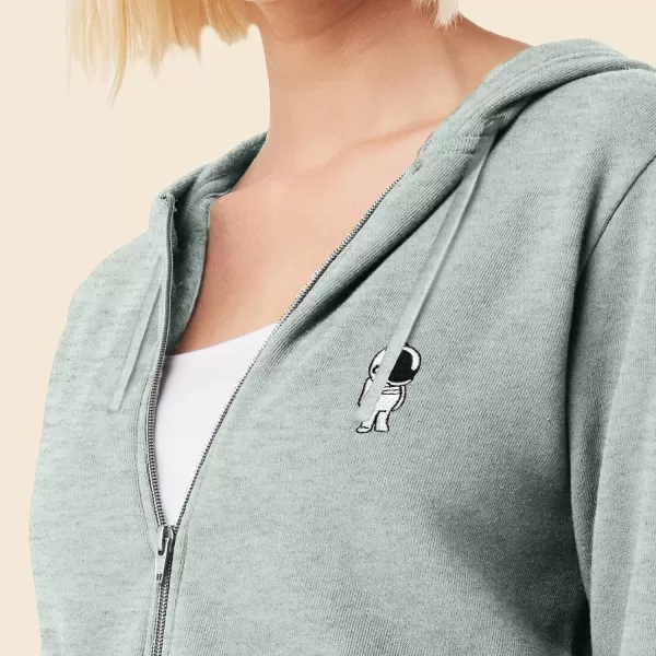 DALIX Astronaut Embroidered Fleece Zip Washed Hoodie Cold Fall Winter Women