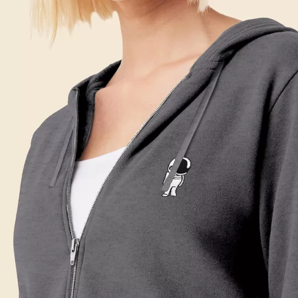 DALIX Astronaut Embroidered Fleece Zip Washed Hoodie Cold Fall Winter Women