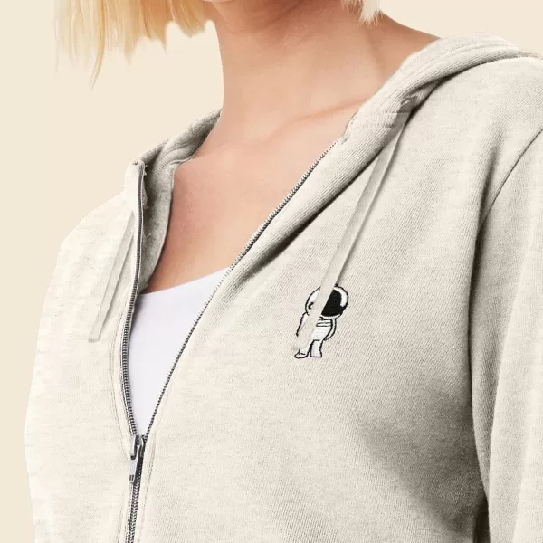 DALIX Astronaut Embroidered Fleece Zip Washed Hoodie Cold Fall Winter Women