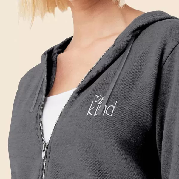 DALIX Be Kind Embroidered Hoodie Fleece Sweatshirt Zip Front Womens