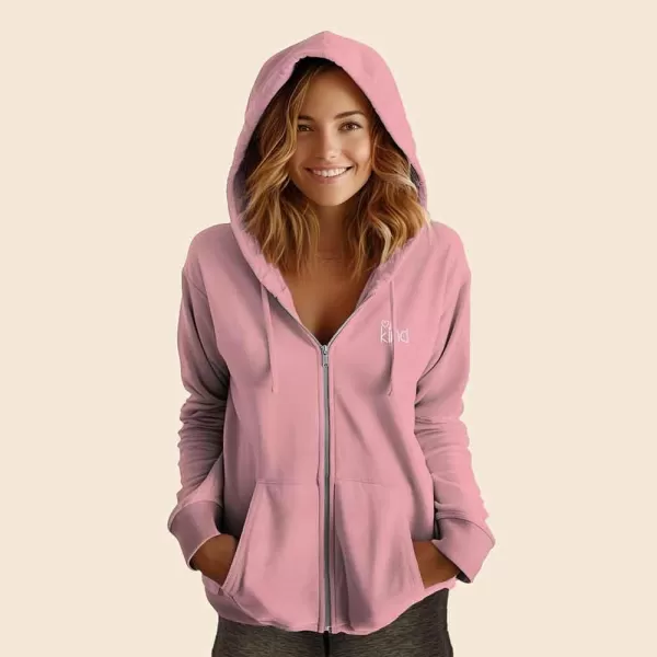 DALIX Be Kind Embroidered Hoodie Fleece Sweatshirt Zip Front Womens