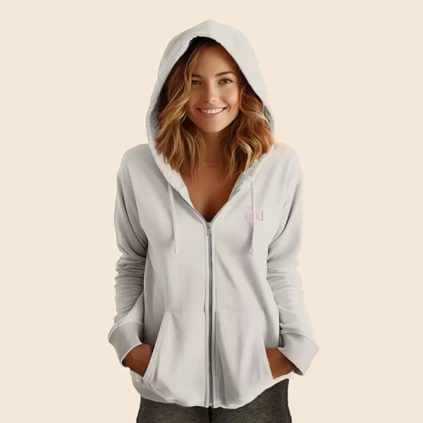 DALIX Be Kind Embroidered Hoodie Fleece Sweatshirt Zip Front Womens