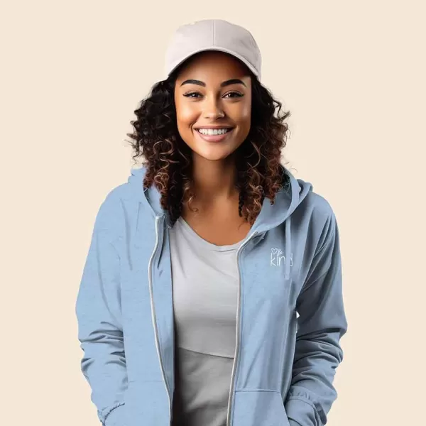 DALIX Be Kind Embroidered Hoodie Fleece Sweatshirt Zip Front Womens