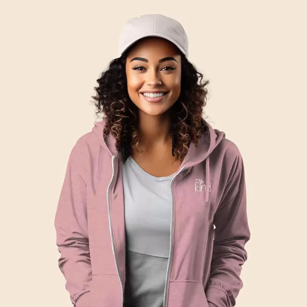 DALIX Be Kind Embroidered Hoodie Fleece Sweatshirt Zip Front Womens