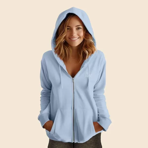 DALIX Be Kind Embroidered Hoodie Fleece Sweatshirt Zip Front Womens